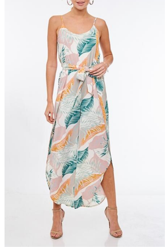 Tulip Cut Tropical Jumpsuit - Off White