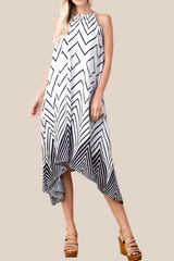 L Love Handkerchief Geo Midi Dress - Off White