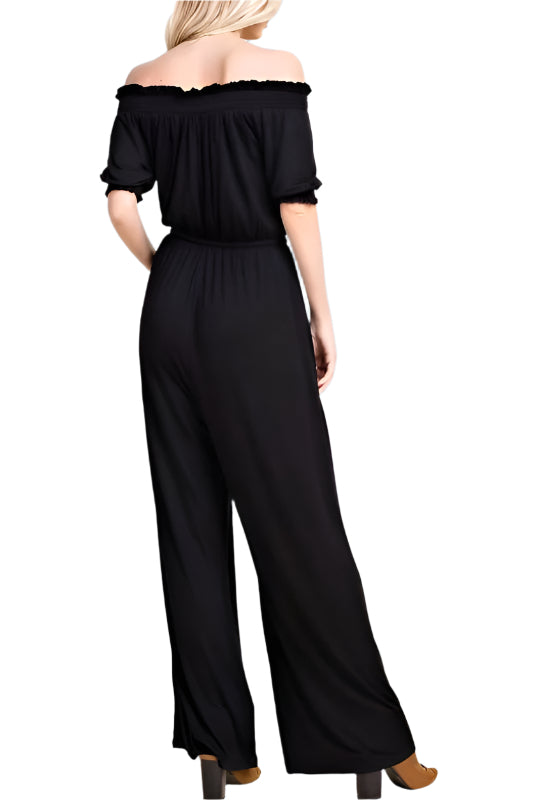 Keep It Simple Off Shoulder Jumpsuit - Black