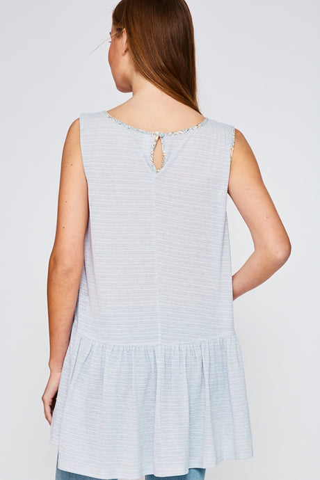 L Love Katie Babydoll Tunic Top - Blue