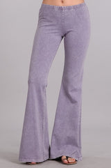 Chatoyant Mineral Wash Bell Bottom Soft Pants - Pinks & Blues