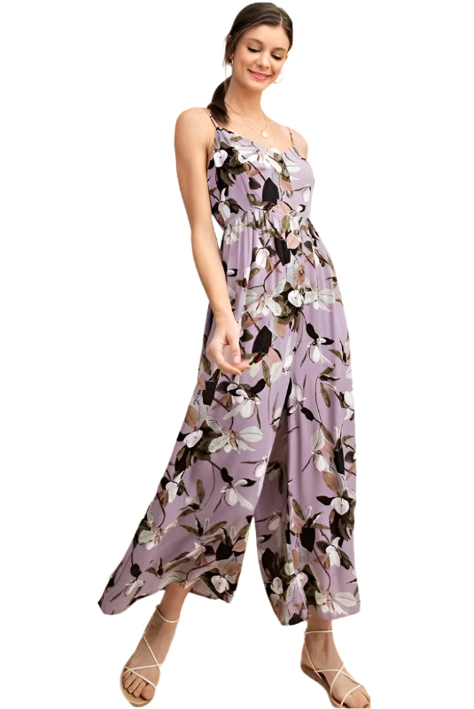 Kori Floral Button Down Jumpsuit - Lilac