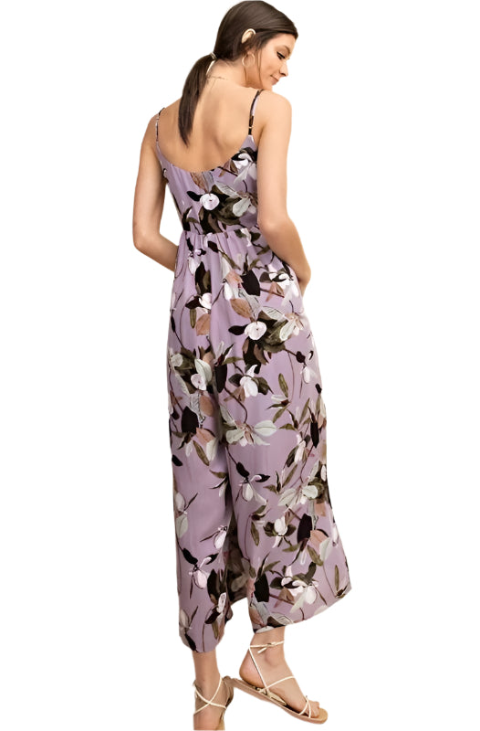 Kori Floral Button Down Jumpsuit - Lilac