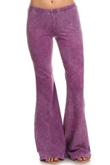 Chatoyant Mineral Wash Bell Bottom Soft Pants - Pinks & Blues