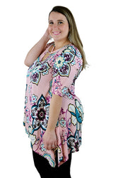 Bold Mod Flower Plus Tunic - Pink