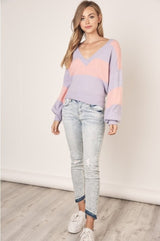 Mustard Seed Knit Sweater Top - Dusty Rose/Lilac