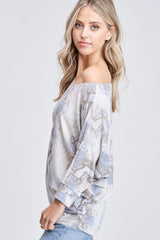 Snakeskin Soft Dolman Top - Blue/Beige