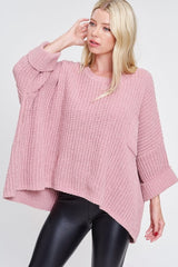 Morning Hush Loose Poncho Top - Mauve