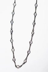 CZ Chain Necklace 34" - Black