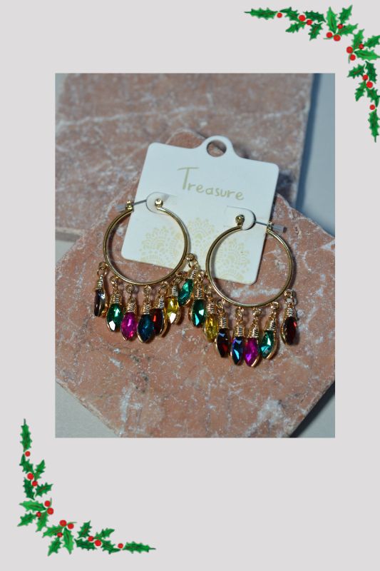 Christmas Earrings - Christmas Lights Hoops