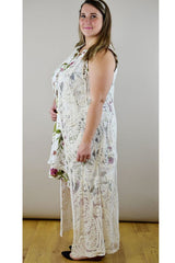 Boho Shabby Chic Vest Cardigan Duster - Natural