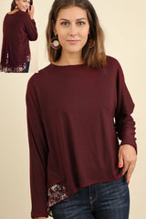 Umgee Hi Lo Contrast Split Back Top - 2 Colors