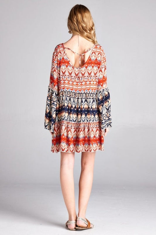 *Summer Sale Velzera Boho Tunic Dress - Blue/Red