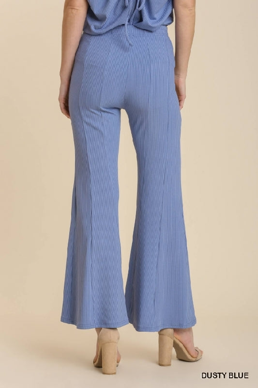 Umgee Soft Flare Bell Pants - Dusty Blue