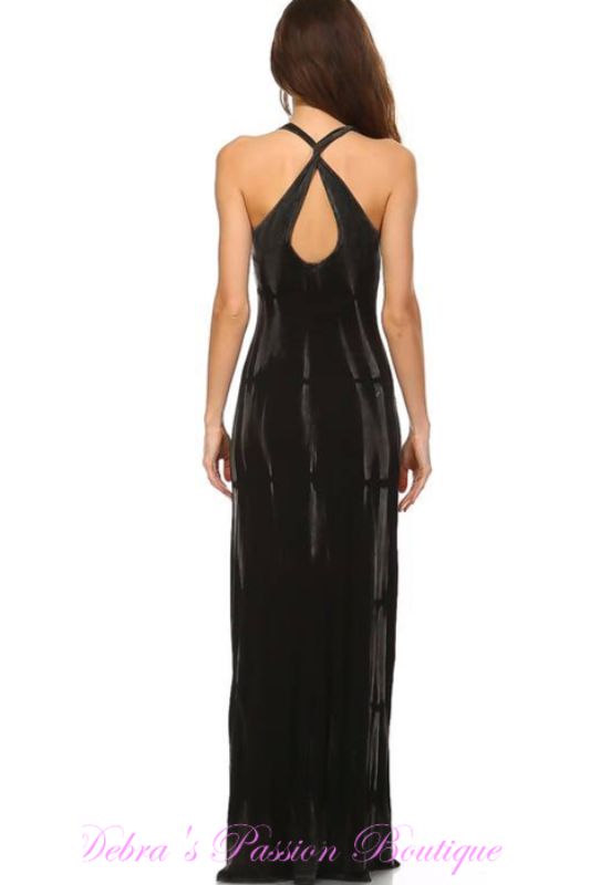 Urban X Cross Back Two Tone Maxi Dress- Black Maho