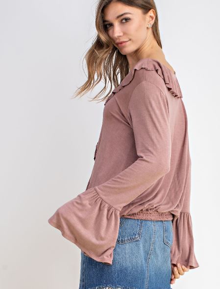 Passion Ruffle Top - Black or Dusty Purple