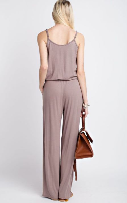 12PM by Mon Ami Soft Solid Jumpsuit - Mocha