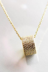 CZ Barrel Chain Necklace - 18 kt Gold