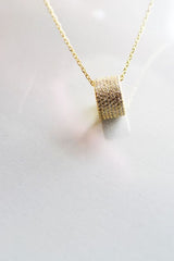 CZ Barrel Chain Necklace - 18 kt Gold