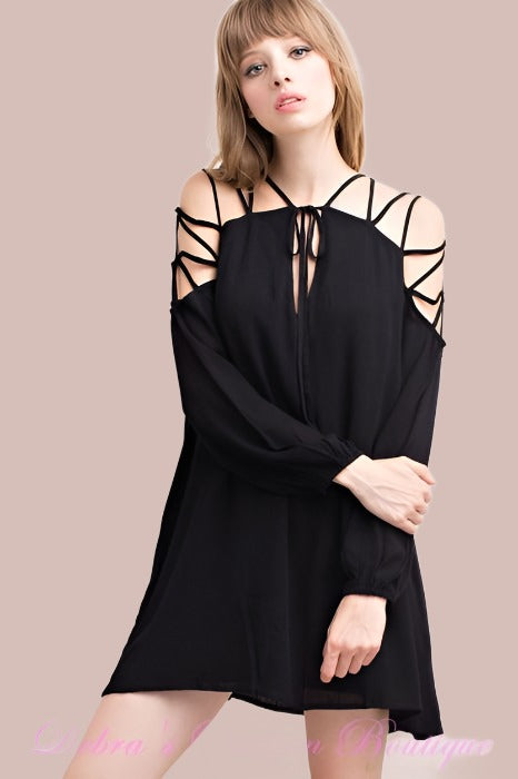 Mittoshop New Strappy Shoulders Swing Dress - Black - Debra's Passion Boutique - 1