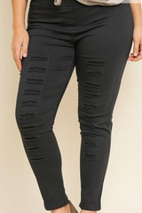 Umgee Plus Distressed Jeggings XL - Black