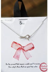 Silver Bow Charm Gift Necklace