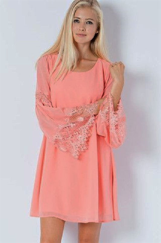 Entro Chiffon Shift Dress - Peach