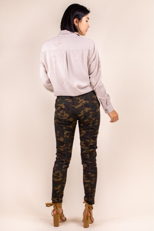 P.Cill Camo Print Skinny Pants - Olive