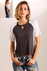 POL Short Tee Top - Charcoal