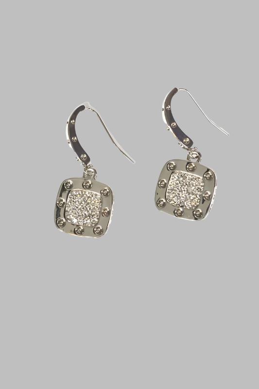 Cube Silver Cubic Zirconia Earrings