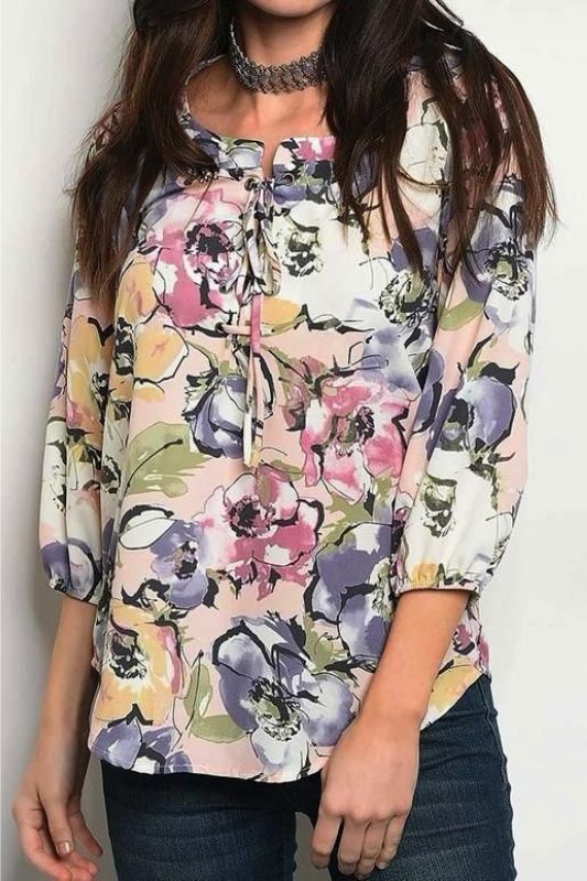 Amy's Garden Floral Blouse - Blush