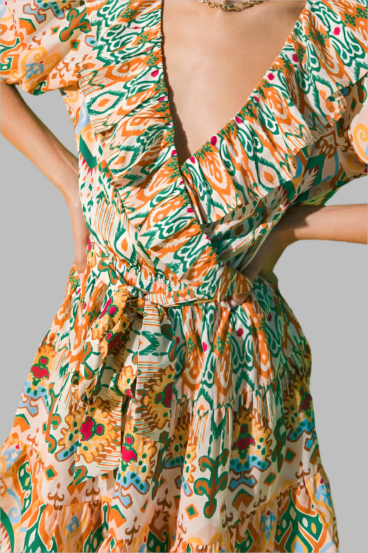 Flying Tomato Babydoll Mini Dress - Ivory Green