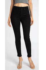 Kancan Cotton Blend Short Skinny Dot Pants - Black