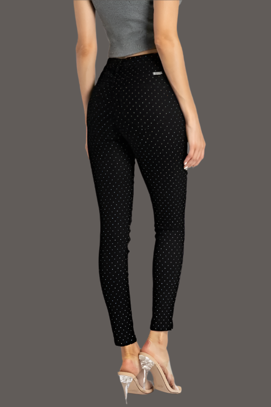 Kancan Cotton Blend Short Skinny Dot Pants - Black