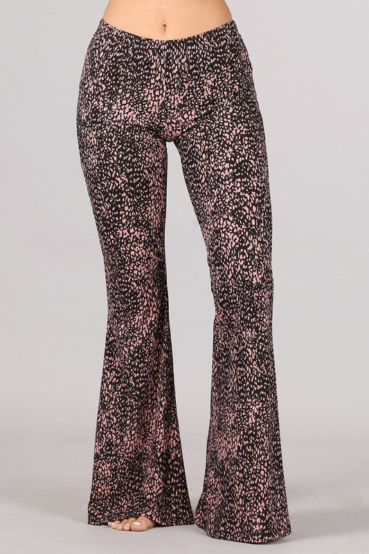 Chatoyant Print Ribbed Skinny Pants - Dusty Pink