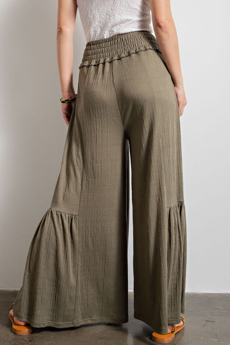 Easel Wide Palazzo Pants - Faded Olive