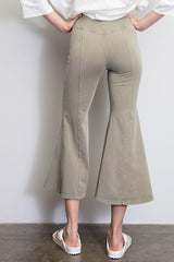 Easel Capri Mineral Wash Bell Pants - Sage Grey