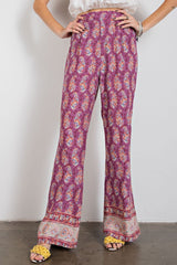 Easel Calila Border Print Pants - Magenta