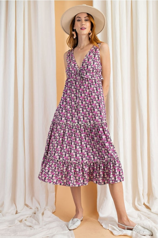 *SALE Easel Garden Party Midi Dress - Lilac Combo – Debra's Passion ...