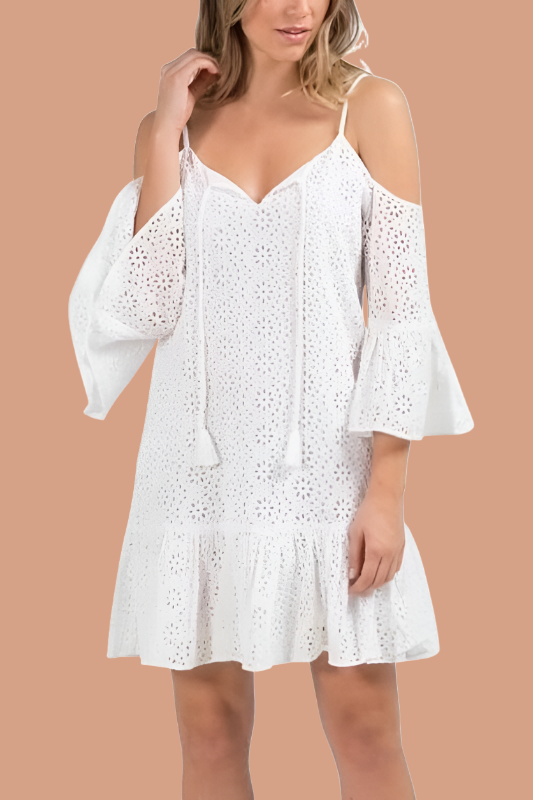 Elan Eyelet Dress - White