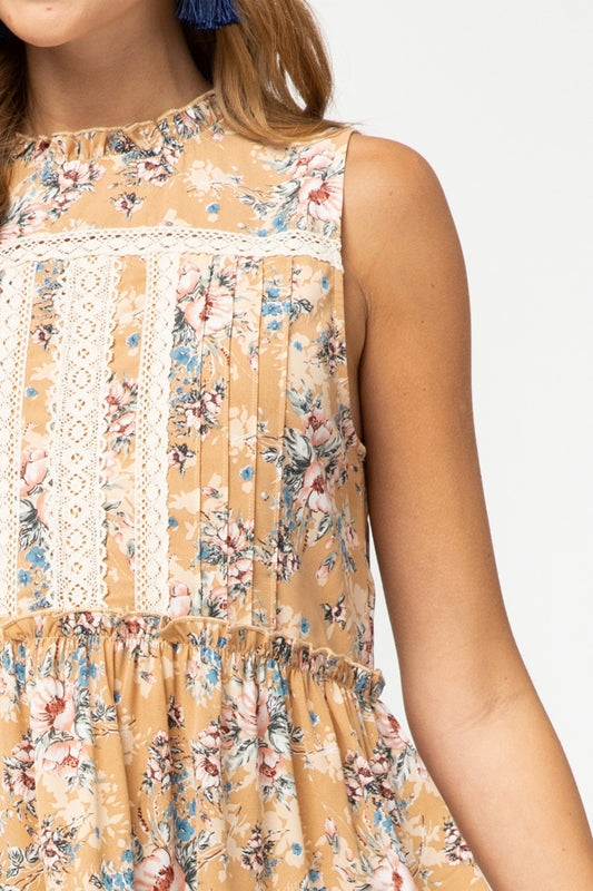 Entro Floral Pinktuck Dress - Honey