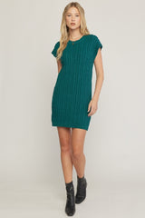 Entro Cable Knit Sweater Dress - Hunter Green Large Entro Cable Knit Sweater Dress - Hunter Green Large