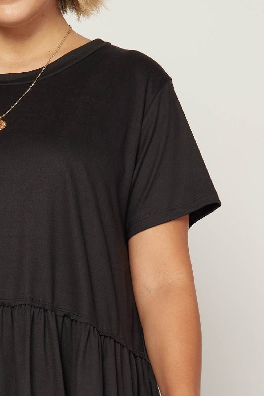 Entro Cute Babydoll Top Round Neck - Black