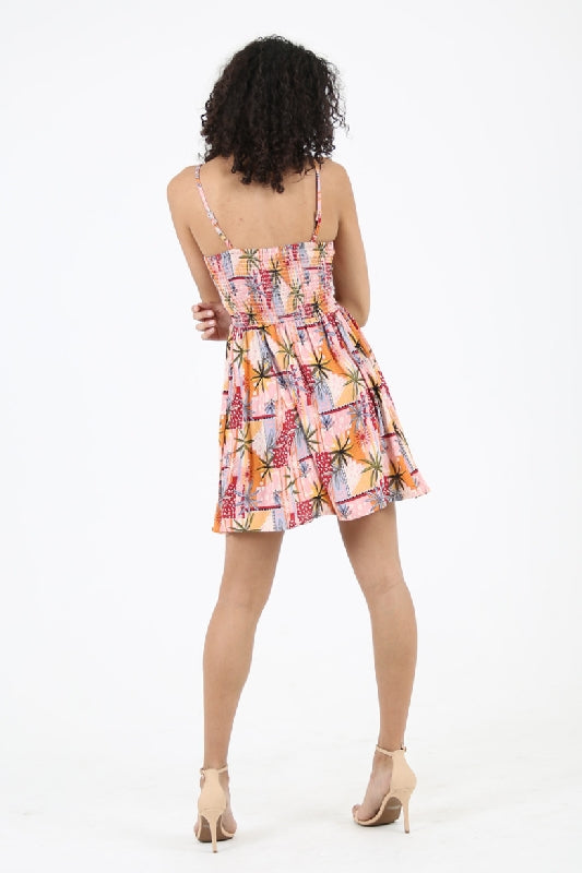 Angie Smocked Mini Summer Dress - Pink