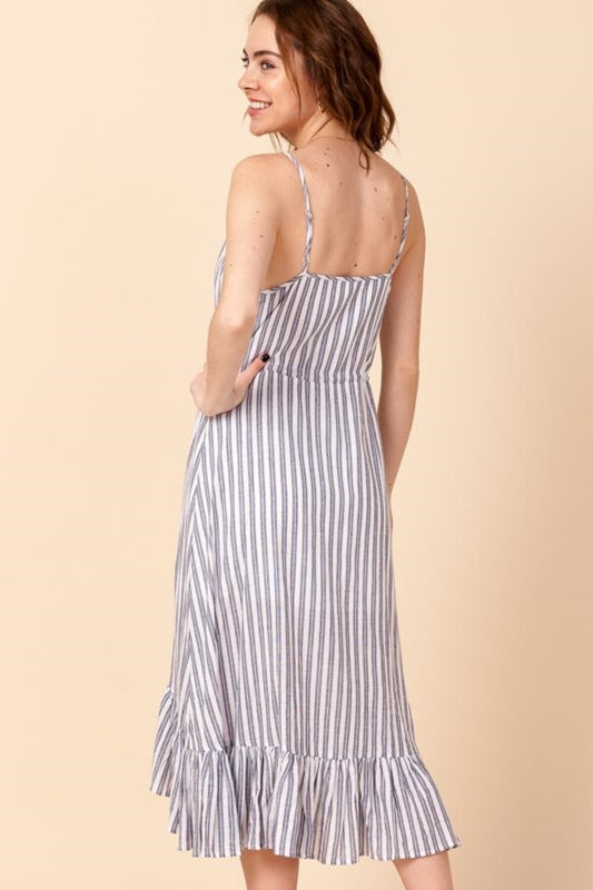 Favlux Hi Lo Stripe Dress - Navy