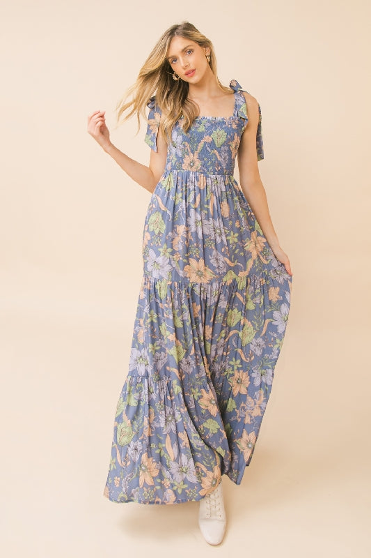 Flying Tomato Love Colette Maxi Dress - Dusty Blue