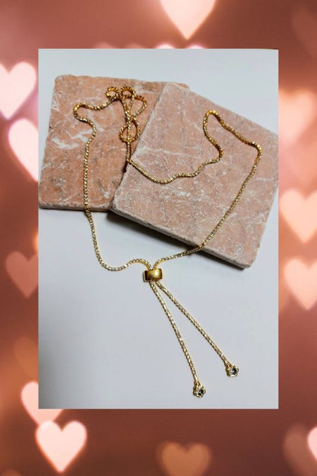 Flower Briolette Gold Tennis Lariat Necklace