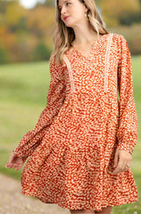 Kori Animal Print Dress - Rust