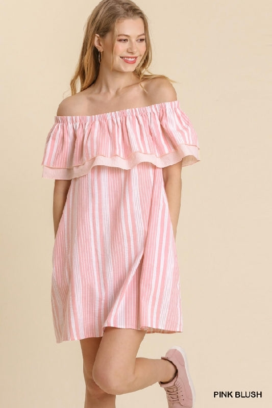 Umgee Off Shoulder Cutie Dress - Pink Blush – Debra's Passion Boutique