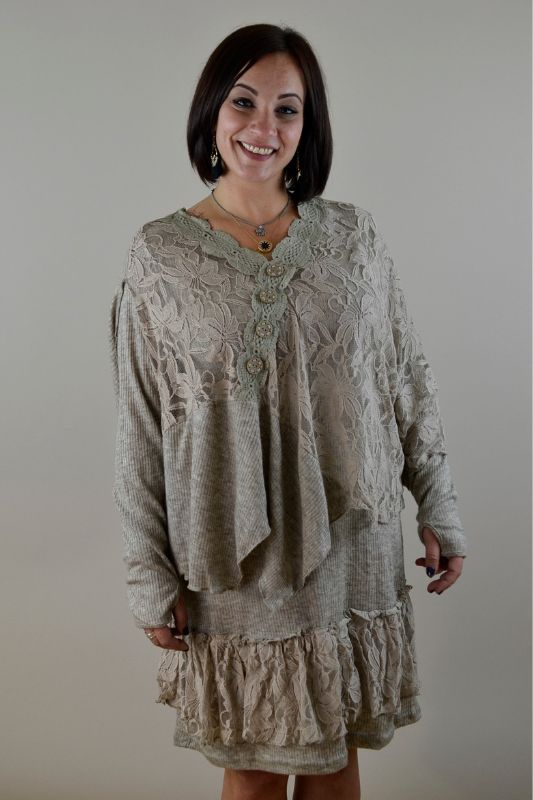 Pretty Angel Knit Ruffle Hem Dress and Matching Coverlet Top